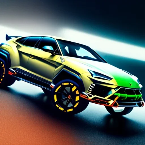 fullbody Drawing of 'Lamborghini urus',intricate detail,andrea bonelli,Kilian Eng,Ohrai,evan lee,Aleksandr Sidelnikov,three quarters frontal aerial view,toned colors,16k