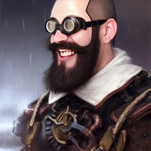 a _ fantasy _ style _ portrait _ painting _ of white male black hair short head silly smile beard round face steampunk goggles castle rpg dnd oil _ painting _ unreal _ 5 _ daz. _ rpg _ portrait _ extremely _ detailed _ artgerm _ greg _ rutkowski _ greg