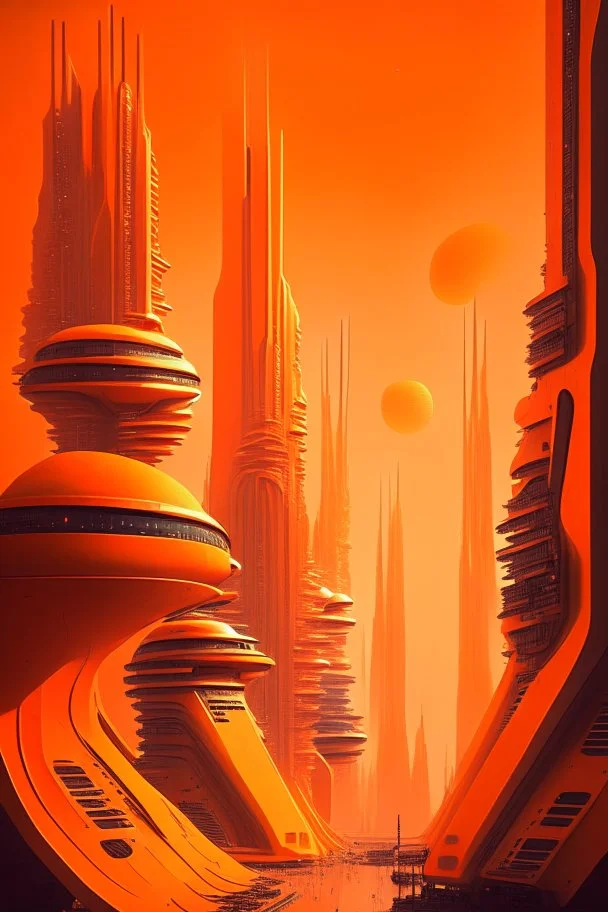 orange futuristic city