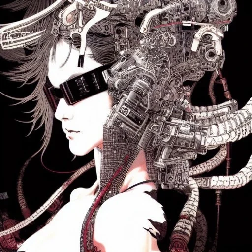 beautiful cyberpunk woman, hyper detailed, hyperdetailed, intricately detailed, illustration by <Katsushika Hokusai> <Yoji Shinkawa>,