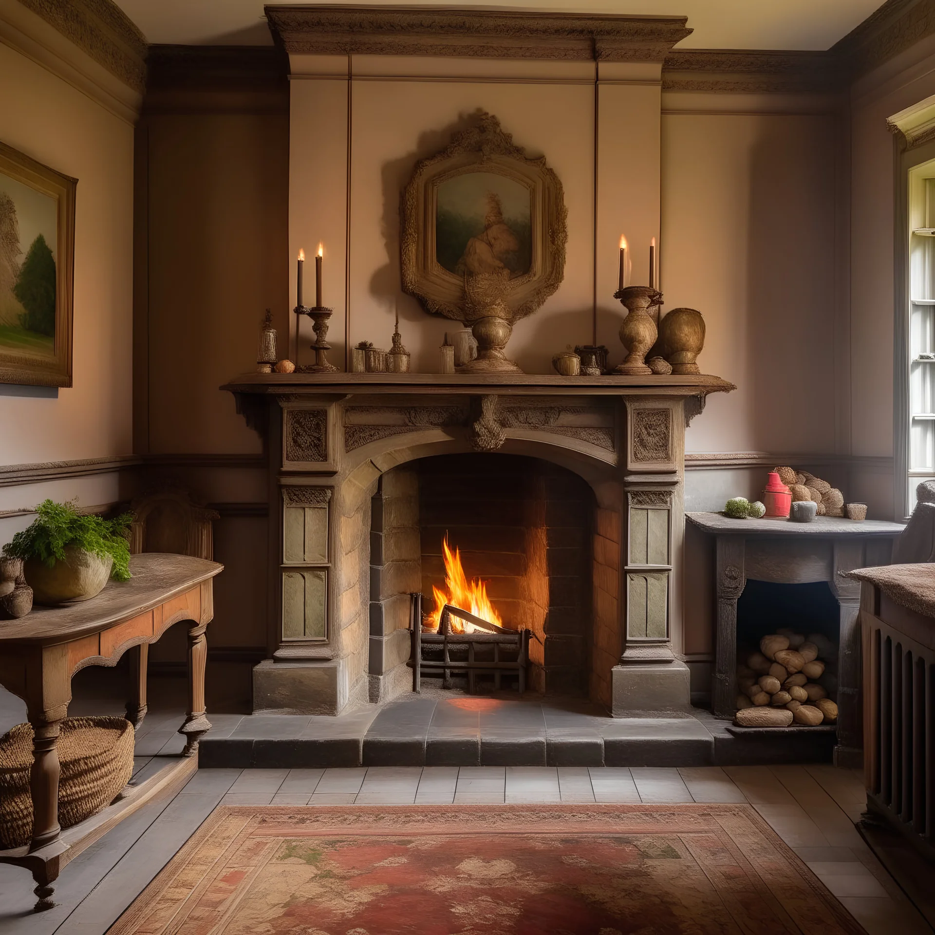 Fireplace in a country house