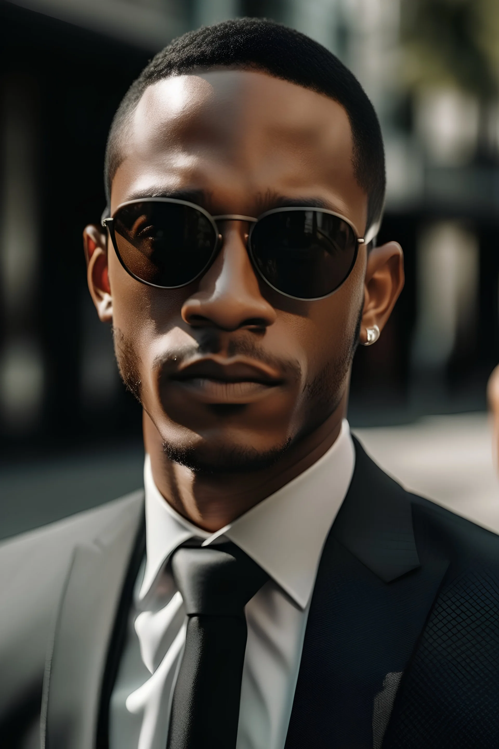 young light skinned black man politician, wearing sunglasses and a suit