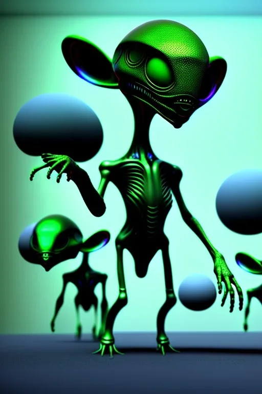 aliens invade clean art NFT, blender 3d