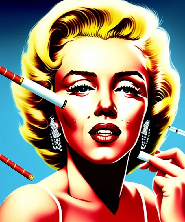 Marilyn Monroe, in full growth, smokes a cigarette, photorealistic, 4k