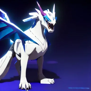 one ice and dragon type Pokemon, regal, blue and white in color scheme, fully visible, Ken Sugimori, Pokemon