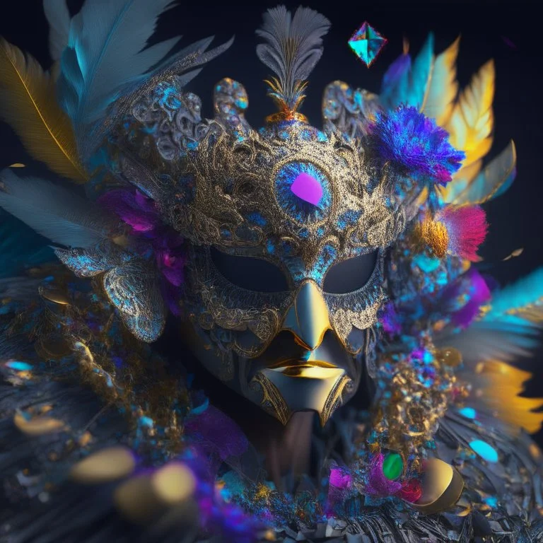 Mask of power. sly expression. digital airbrush, backlighting, chiaroscuro, intricate details, 3d render, lens flare, Venetian mask, plague doctor, filigree, feathers, gemstones, flowers, disco ball, hidden meanings, occult, esoteric, lego bionicle, by paul rubens.4k, full detail, high resolution, digital art, anime