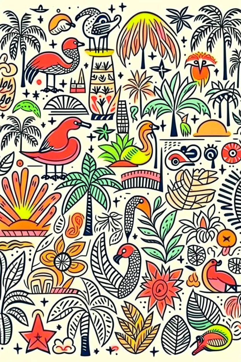 RETRO TROPICAL DOODLES