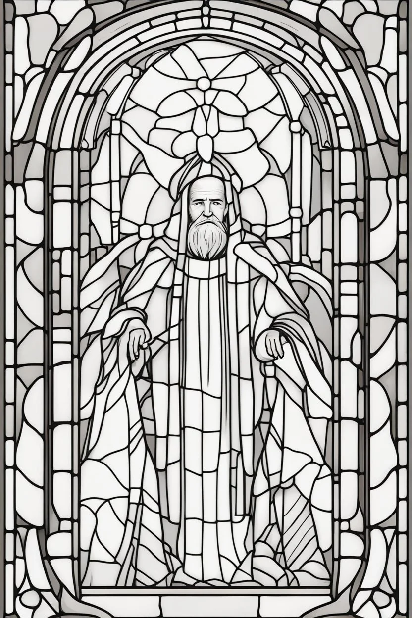 kids coloring page, stained glass church window, cartoon style, thick lines, low detail, no shading