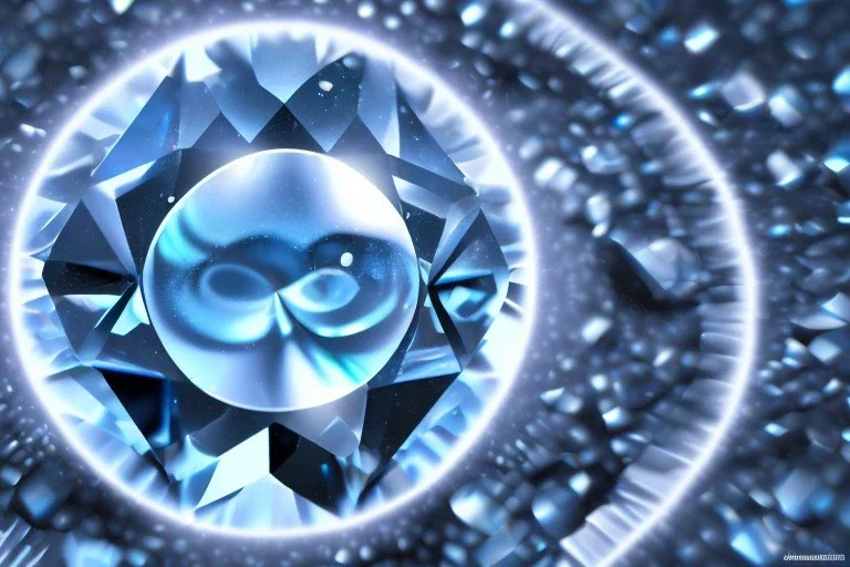 Blue raindrop on a big diamond, black backround , close up view, photo quality, ultra realistic