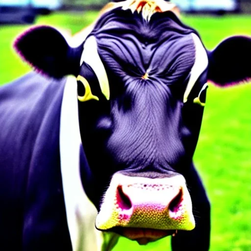 A cow wearing a suit and tie