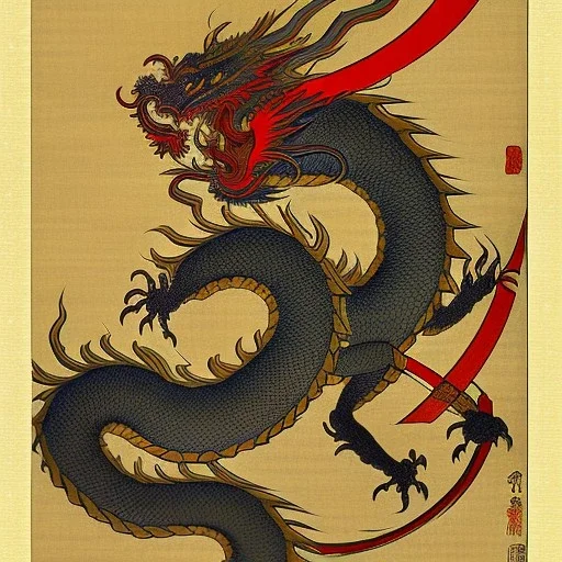 Ukiyo-e painting of a dragon