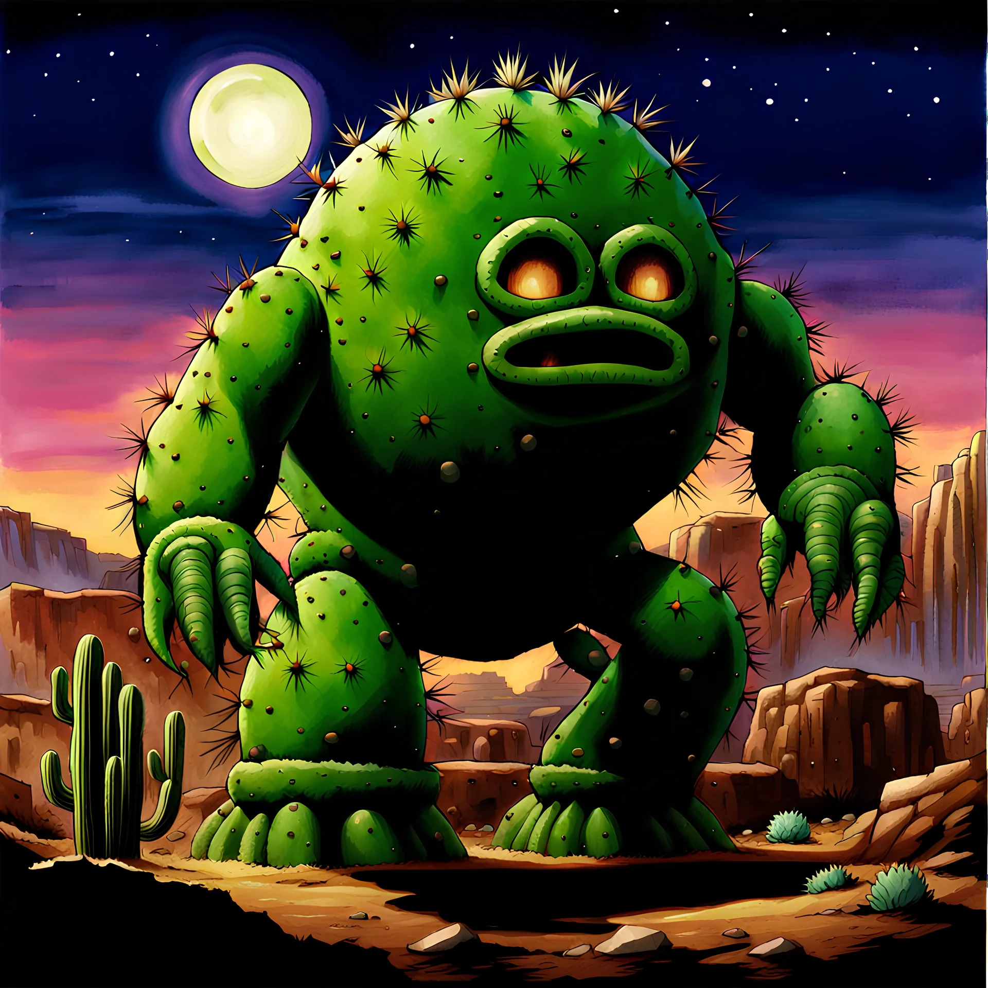 fantasy 90's tcg art of fantasy cactus golem