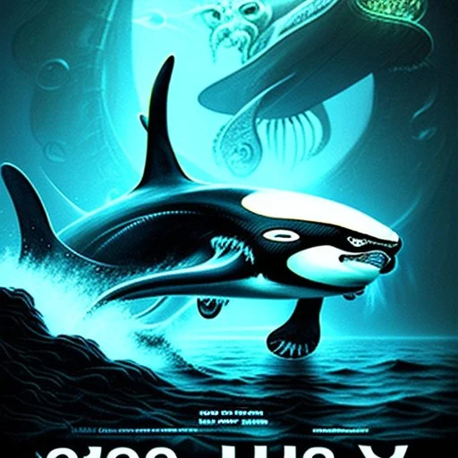 Orca and Cthulhu on a movie poster