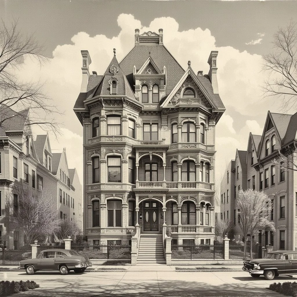 At 2146 W. Caton Street in Wicker Park stands the Frederick Gehrke House, built in 1889 and designed by architects Faber & Pagels. This handsome late-Victorian residence was part of a row of five substantial single-family homes constructed on what was then a newly carved, 600-foot street called Columbia. At the time, this triangular pocket near Damen, North, and Milwaukee was one of the last undeveloped stretches of prairie in the neighborhood — soon to become one of Chicago’ black and white pen