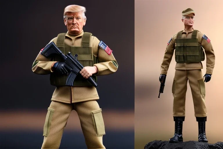 G.I. Joe toy doll soldier nylon Donald Trump, gun,boots, helmet, trump face detailed