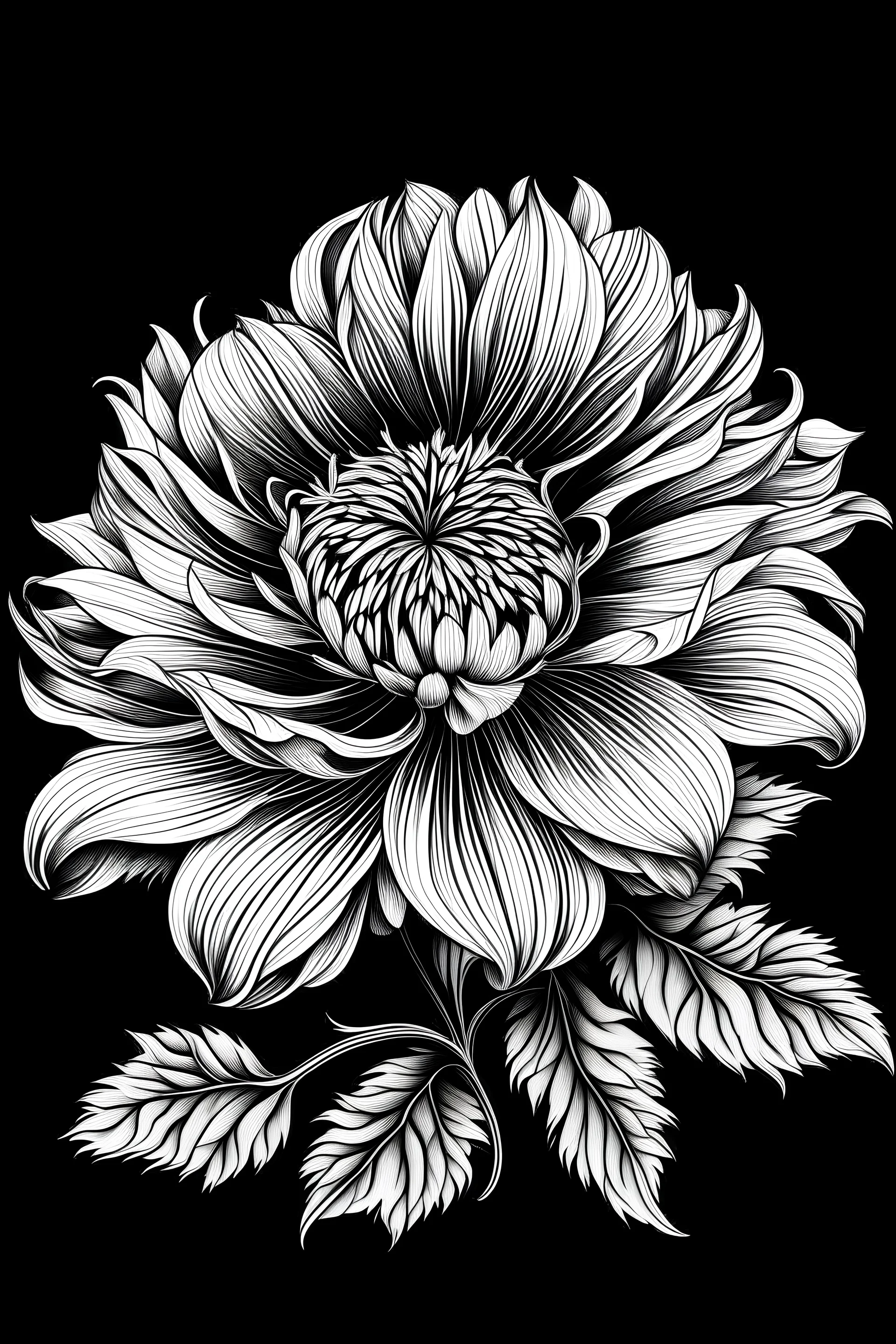 Ambrosia flower BLACK WITHE DRAWING