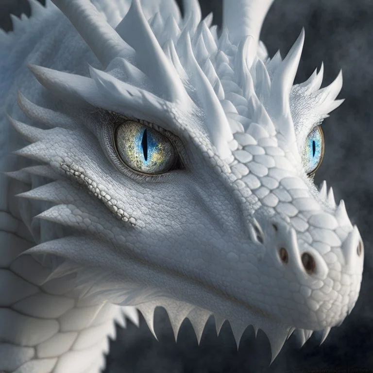 A white dragon with pleasant eyes