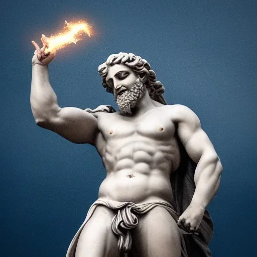 Zeus with a thunder bolt in his hand