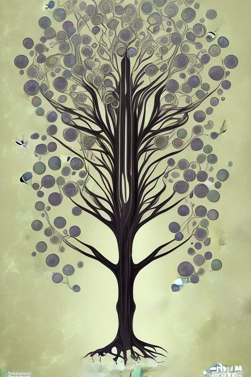 Vector tree set illustration a beautiful digital painting of a marble tree entertwined in tumutluous