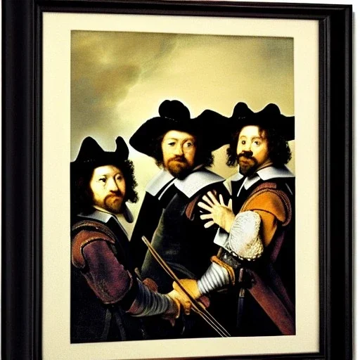 Retrato de Los 3 mosqueteros al estilo Rembrandt