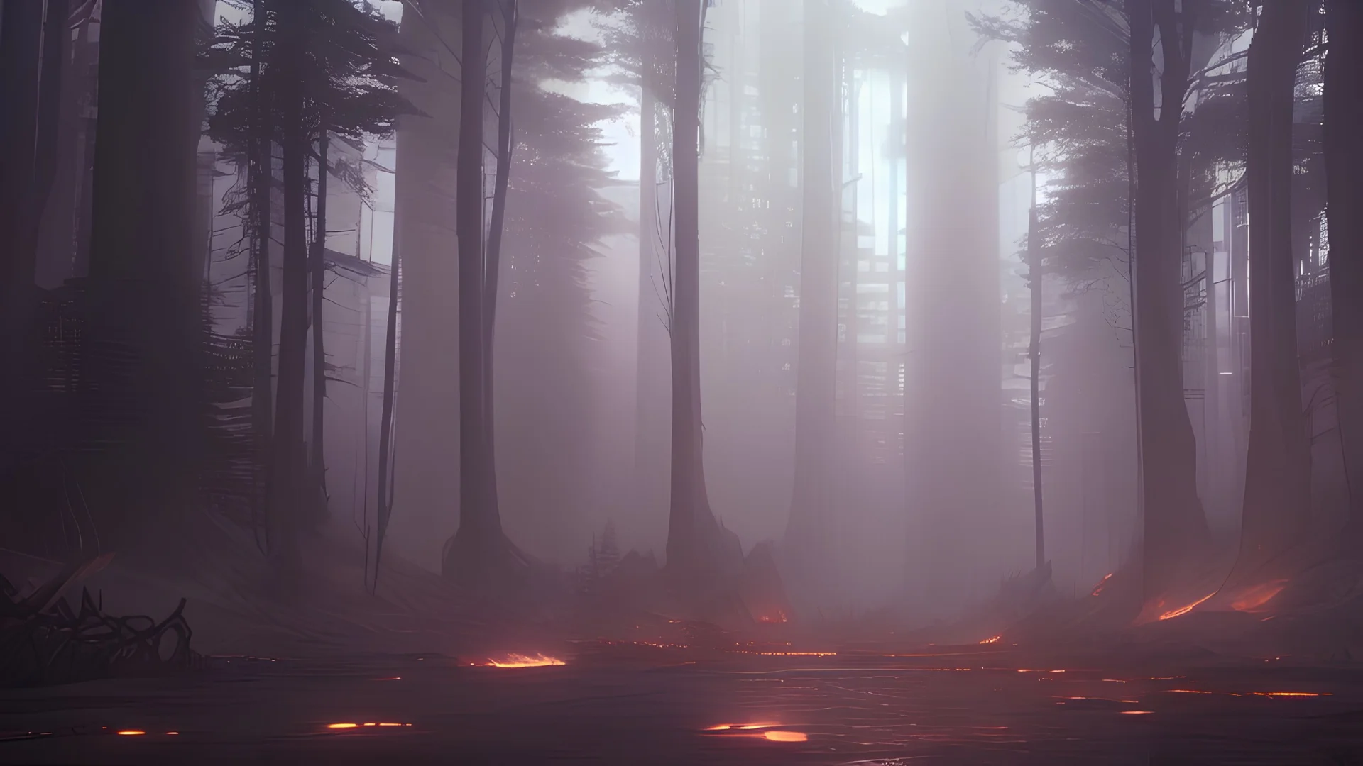 burning forest realistic, cyberpunk modern photorealistic, in the style of , Deviant art, sunlight, post-processing intricate details Octane elegant Unreal Engine cinematic fine details reflections