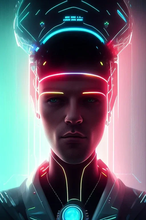 cyberpunk, head, men, portrai, tron