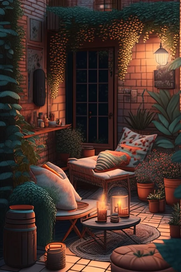 cozy vibes art patio