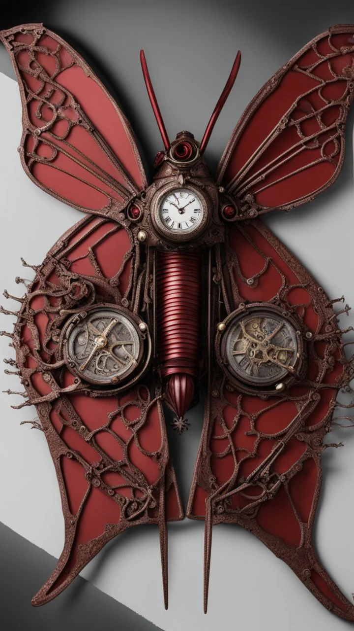 metal steampunk red moth wings