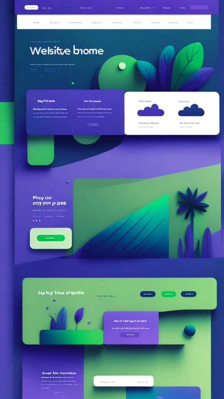 simple art style that show webiste's home page use bright green and dark blue-purple