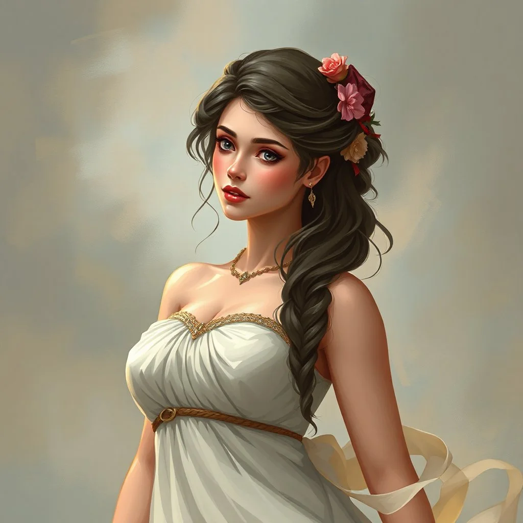 a pretty woman, Aphrodite, young, pretty, dress, digital art