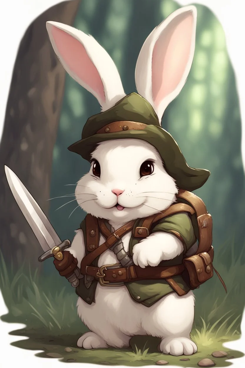 Cute chubby bunny killer floppy ears adventurer dnd art realism