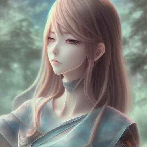 A realistic anime waifu character, water color painting,