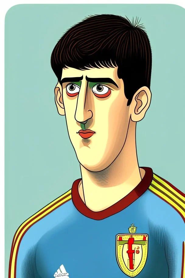 Thibaut Courtois Belgian soccer player cartoon 2d