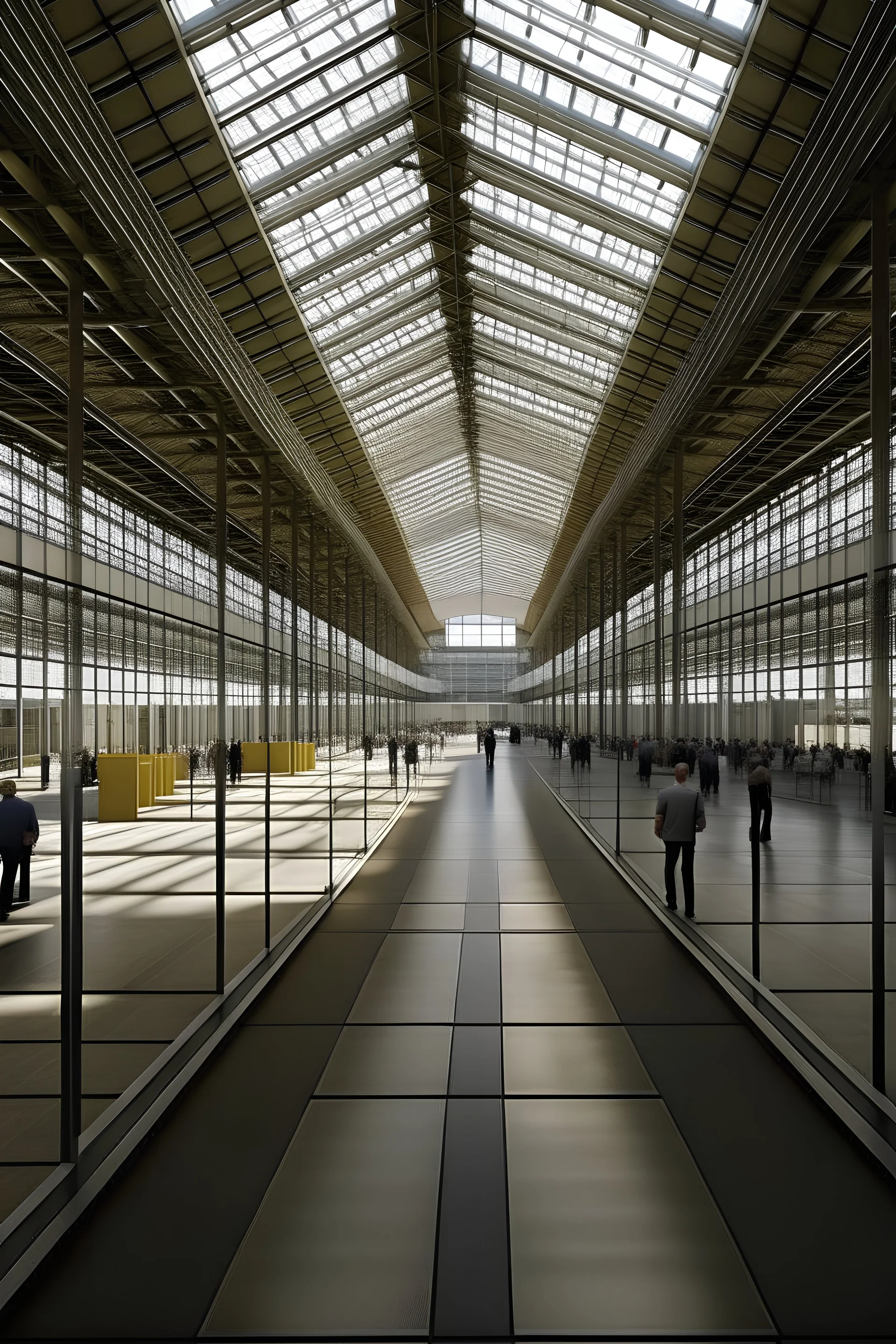 centro de exposiciones de 1 nivel y 5 metros de altura, con 300 metros cuadrados de superficie cubierta, con filtros y acondicionado según el clima de Córdoba Capital, Argentina. Sobre un terreno rectangular de 800 metros cuadrados, con medianeras estrechas en sus laterales y con tensiones visuales provenientes del sur que se va extendiendo hacia el norte llegando a tener visuales lejanas