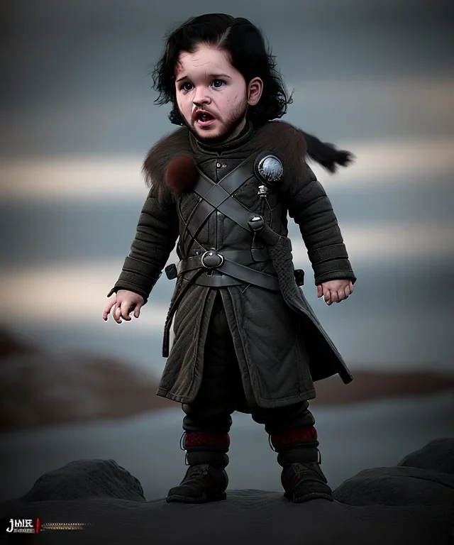 Jon snow toddler, full body, angry, dragon, dramatic lighting, hyper realistic