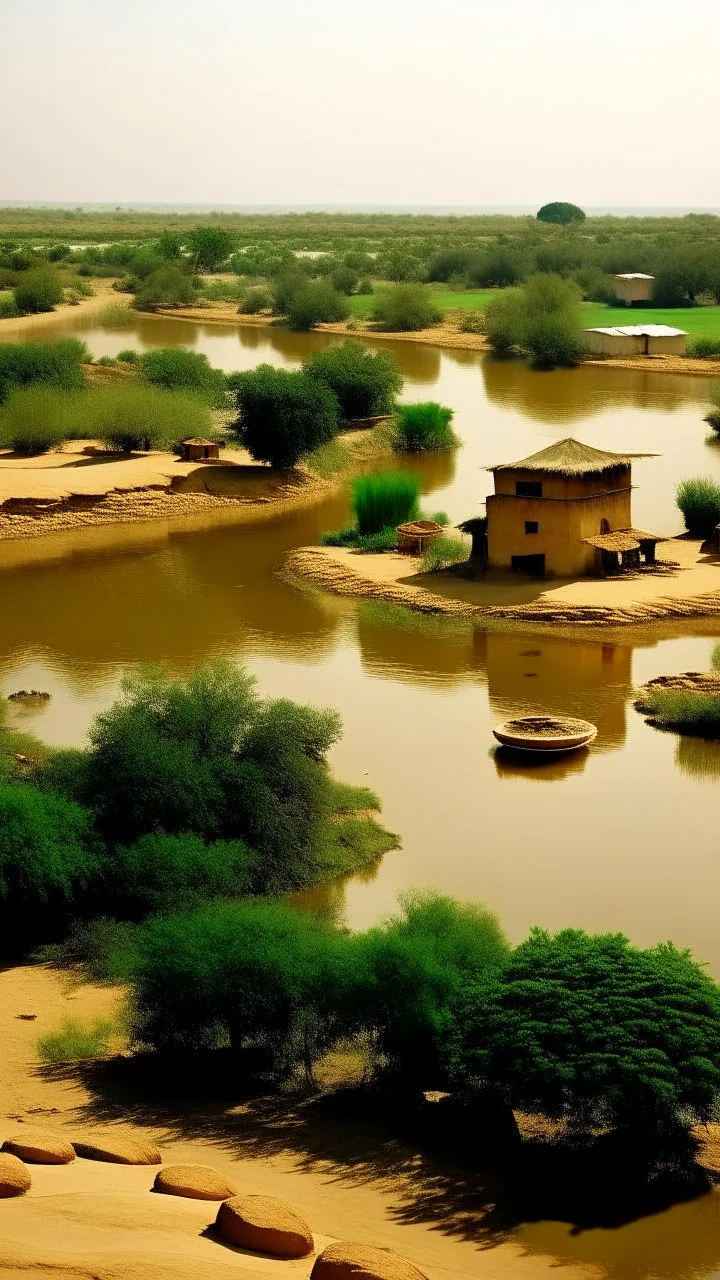 Sudan buildings, river farming