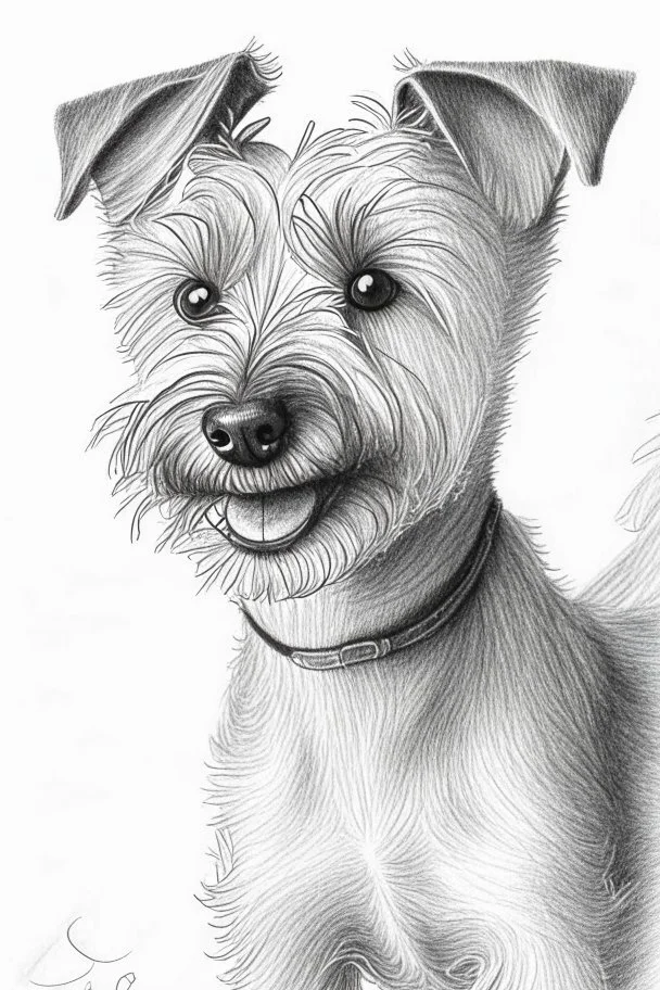 Detailedpencil drawing of a cheeky terrier dog