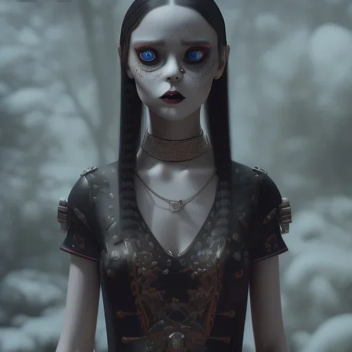 wednesday addams, hyper detail, octane render, unreal engine 5, 8k resolation