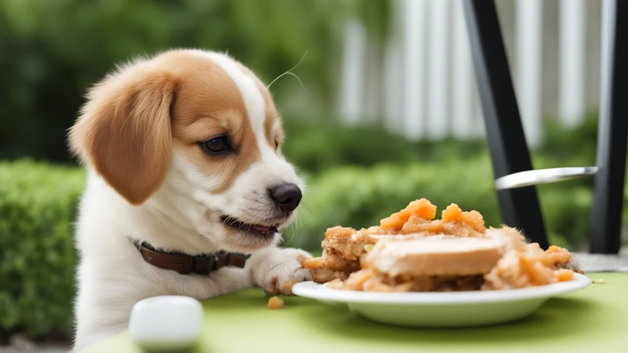 cute dog eating