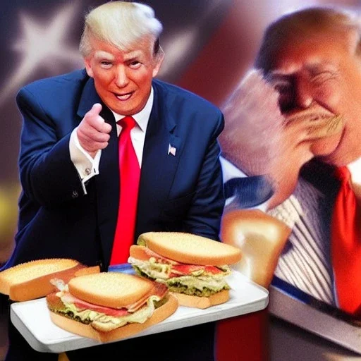 donald trump and jesus eating a sandwich