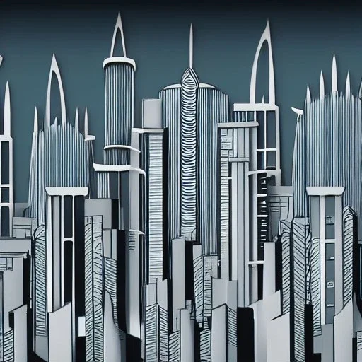 art deco city skyline