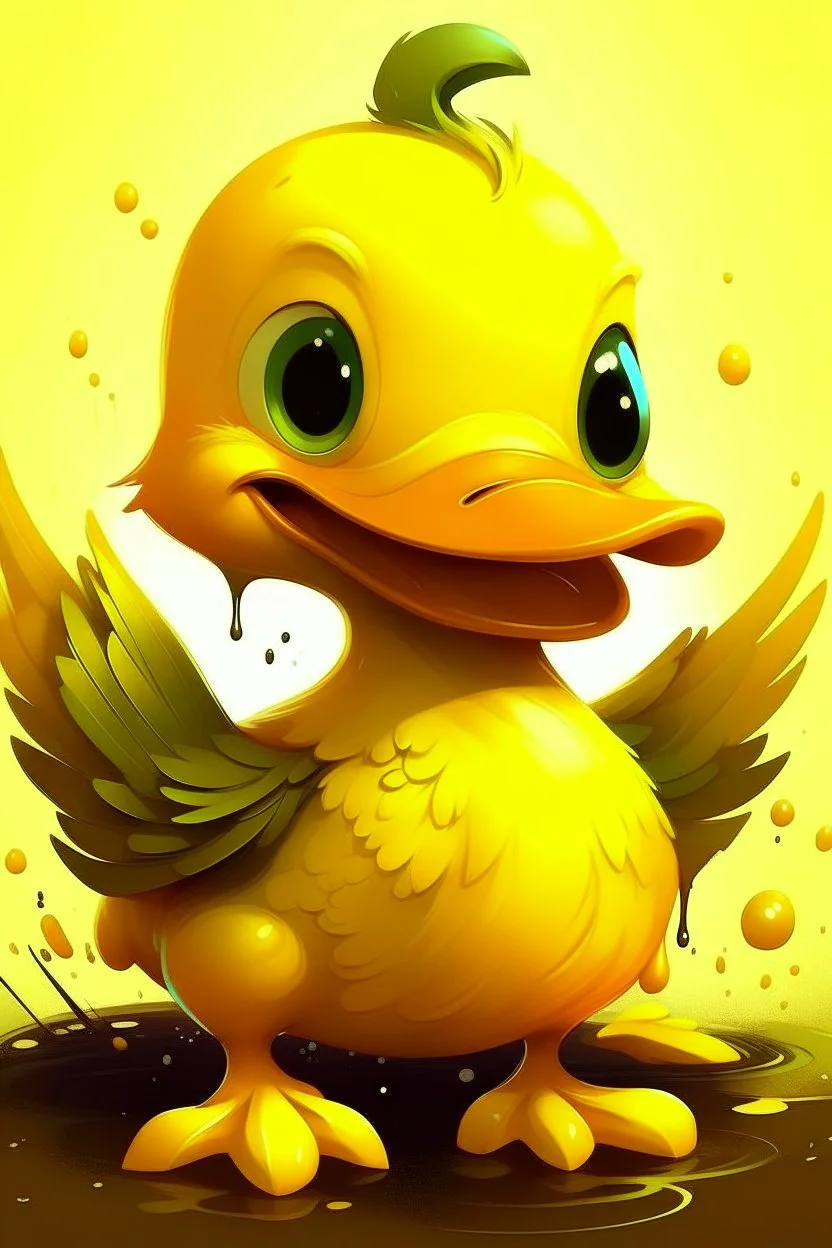 Acrtoon 2d art illustration deseny yellow duck