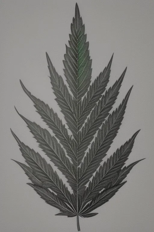 Pencil sketch of a marijuana leaf on lined paper