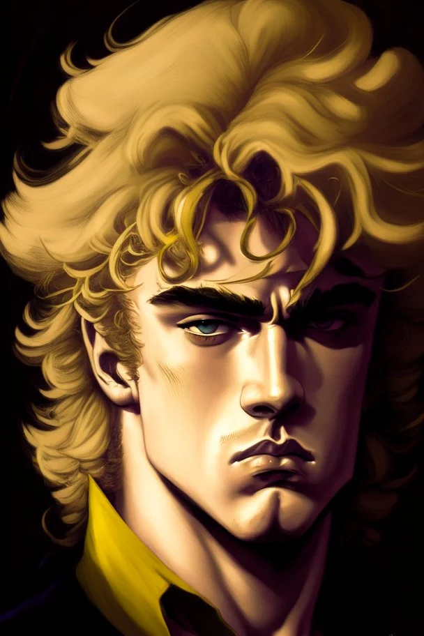 A portrait of Dio Brando, from JoJo anime; Caravaggio style