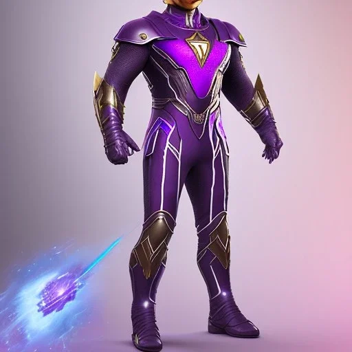 Cosmic super hero, purple costume,4k image, gray colour costume