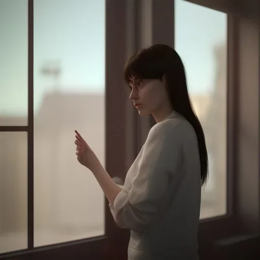 Study girl in university by the window ,movie, real photo realistic, unreal engine, cinematic lighting --ar 1:1 creative