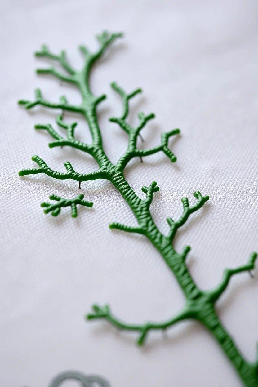 Nervature foglie stampate in 3D su tessuto sempre stampato in 3D