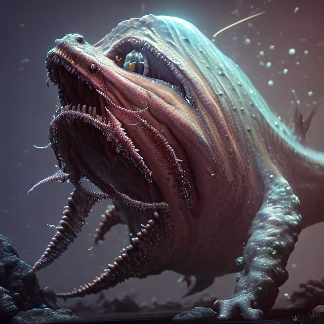 fluid ink angler fish creature, unreal engine 5, 8k resolution, photorealistic, ultra detailed