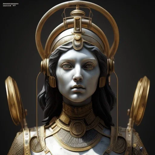 a greek marmor statue of athena, steam punk, scary, horror, realistic, made in octane, cinematic, movie, CGI, ultra-realistic, extremely detailed octane rendering, 8K, VRAY Super Real ar 2:3, dof photorealistic futuristic 50mm lens hard lighting dark gray tintype photograph, realistic lighting, sephia colors