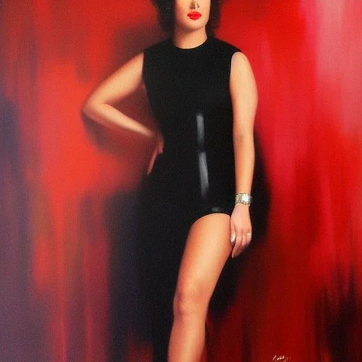 Full body portrait, painting, medium shot lady, style of Diane Sivavec